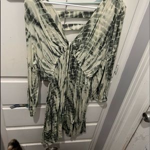 Green Dress open front and Back